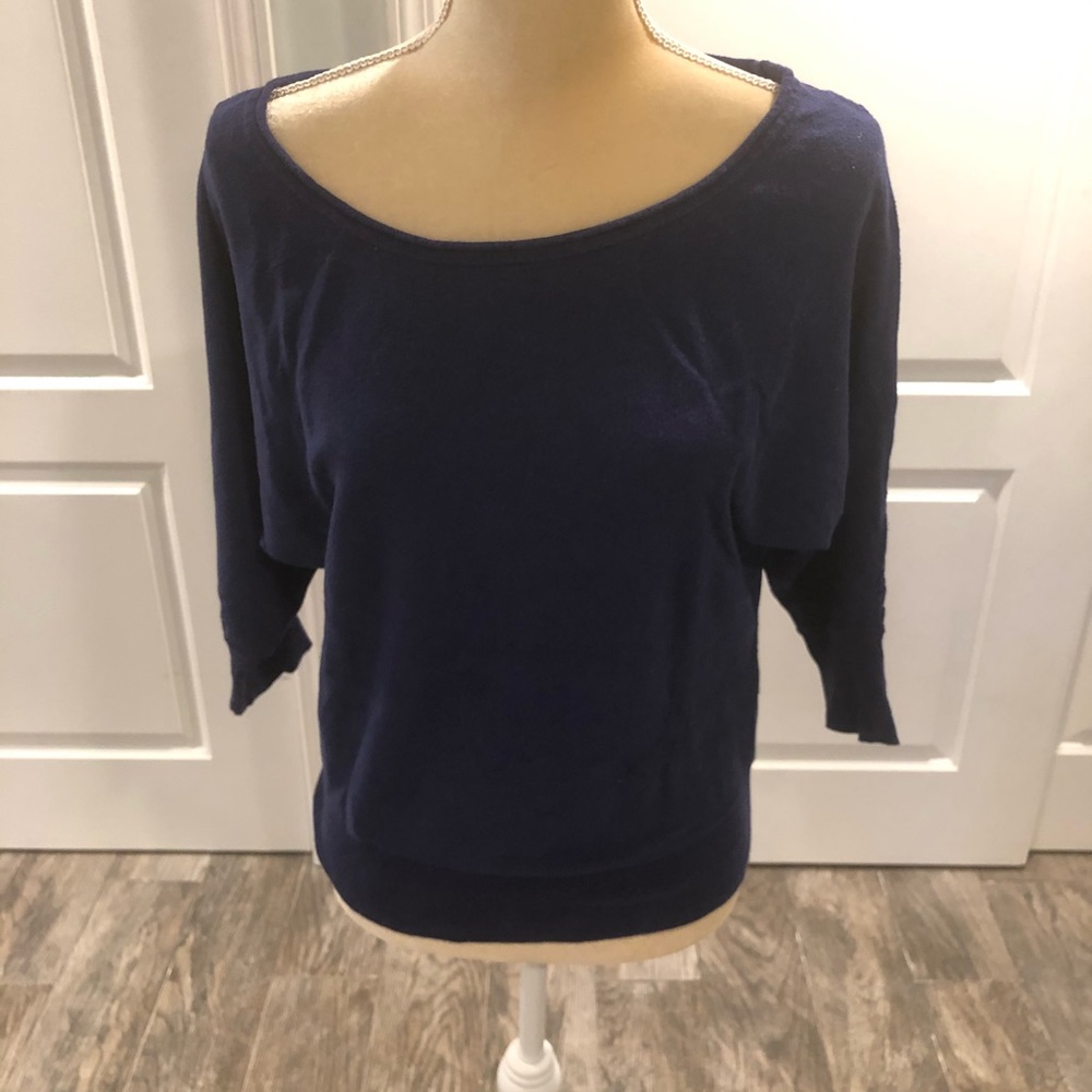 Blue Dolman Sweater w/ Lace back detail